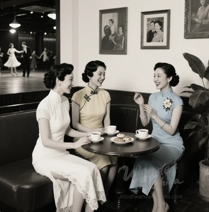 1920s Shanghai socialites in qipaos.