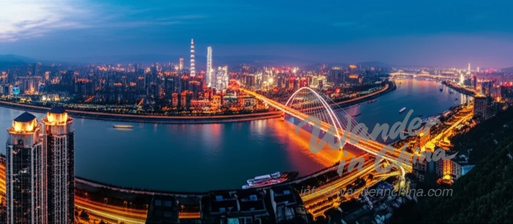 Chongqing skyline at dusk.