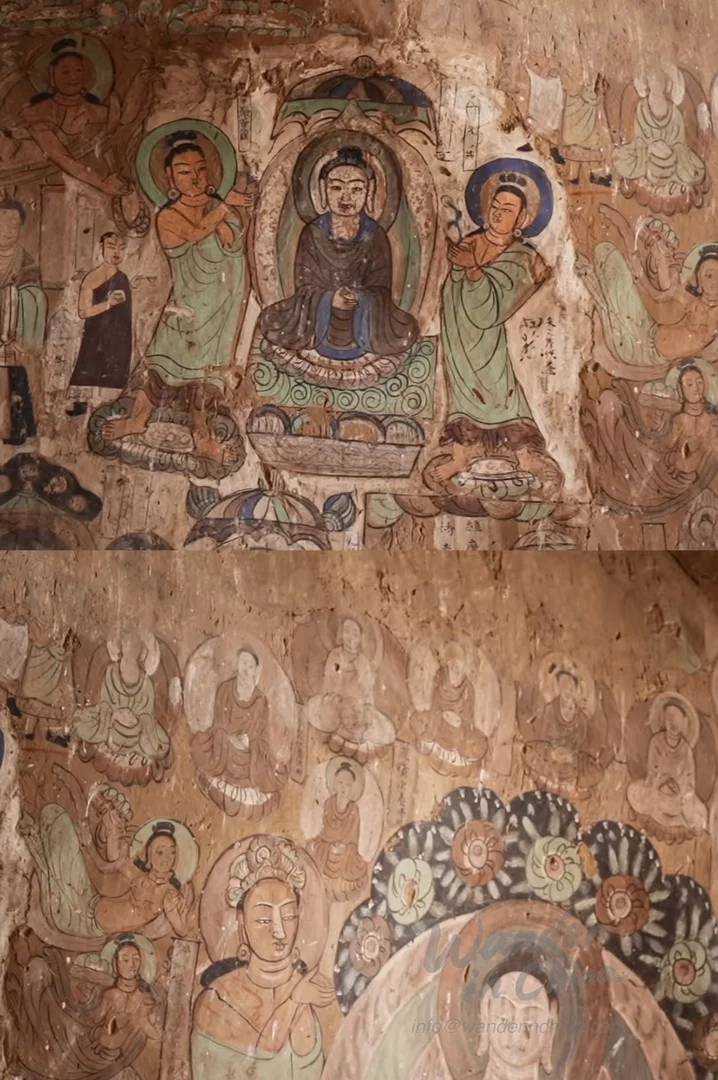 炳灵寺石窟内精美的壁画。