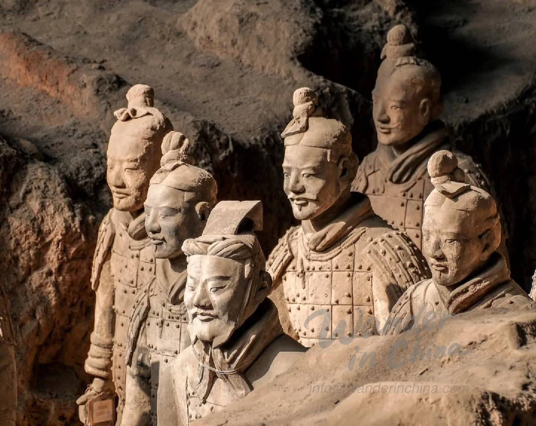 Detailed view of Terracotta Warriors in Xi’an.