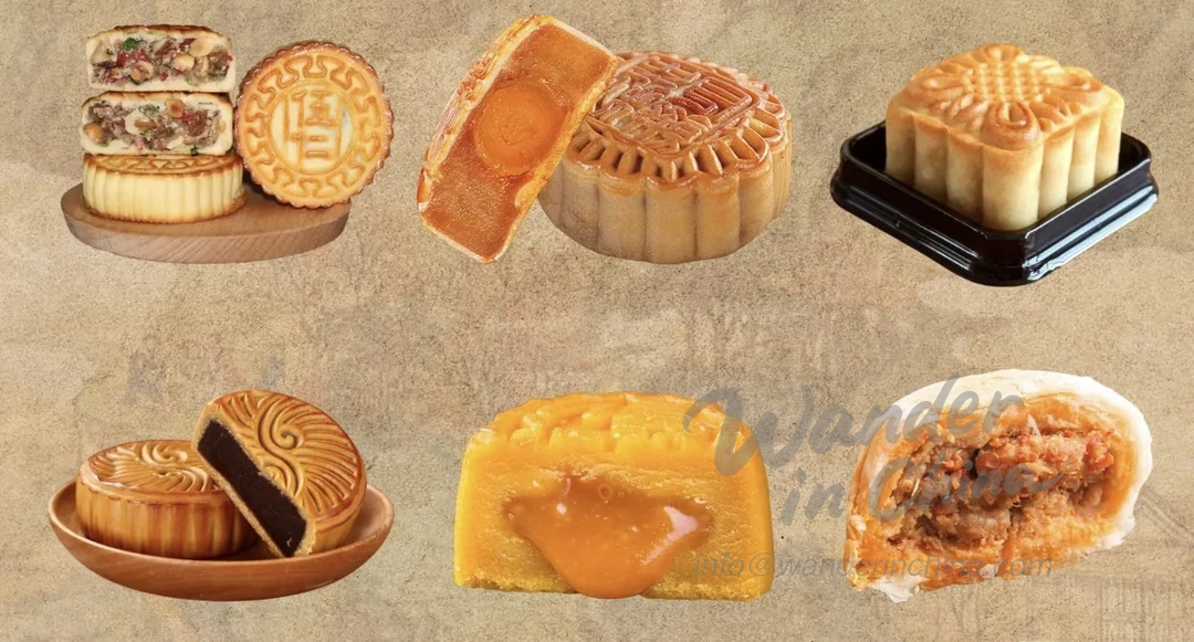 Différentes variétés régionales de gâteaux de lune.