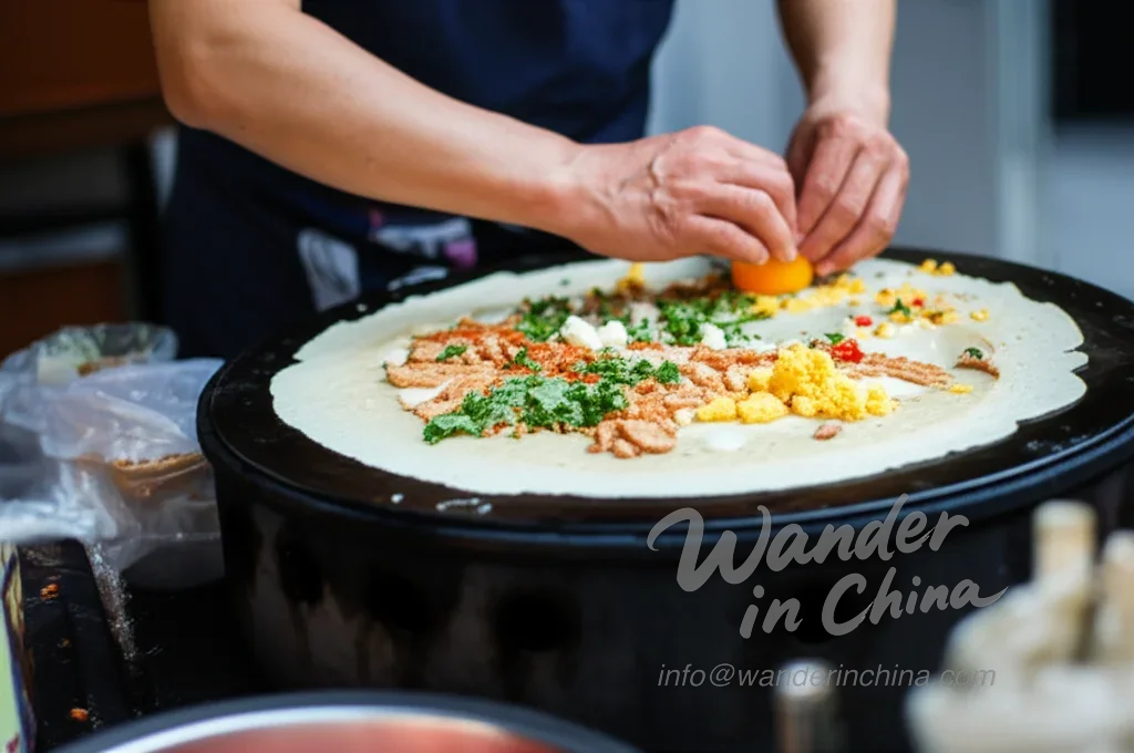 Jianbing wird in einem Pekinger Hutong zubereitet.