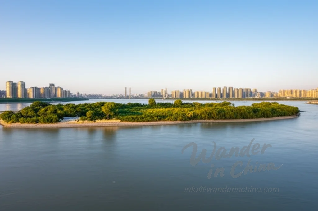 Orange Isle landscape view from Xiang River, Changsha.