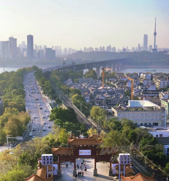 Panoramablick vom Gelben Kranich Turm, Wuhan.