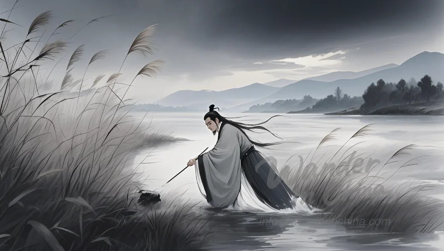 屈原，中国诗人，公元前278年被流放到汨罗江，代表着端午节的起源。