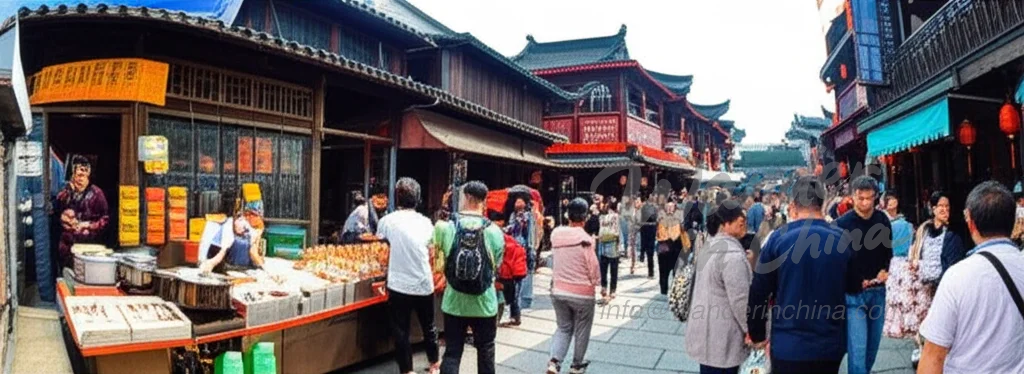 Street food market in a Shanghai ancient town.