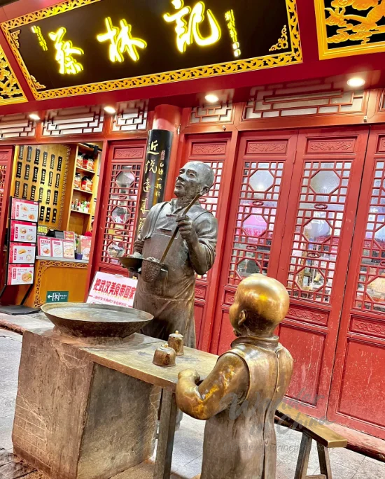 Street food stall selling Hubei cuisine in Wuhan, China.