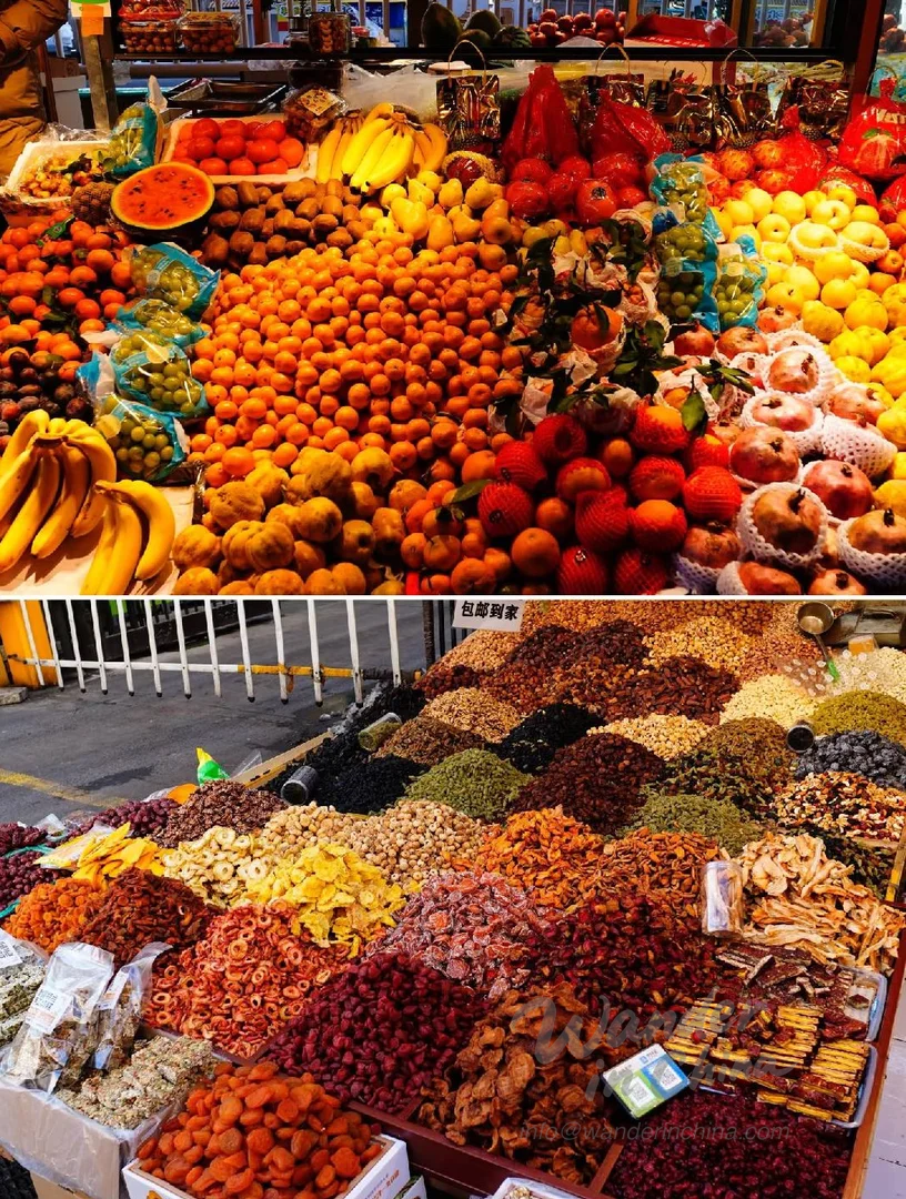 Grand Bazar du Xinjiang, marché animé d’Urumqi.