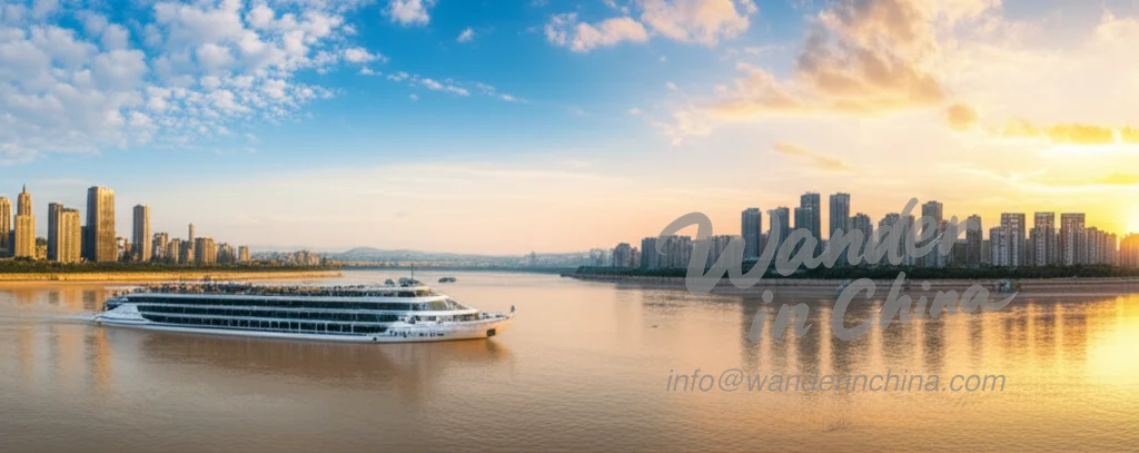 Yangtze River cruise ship departing Chongqing.
