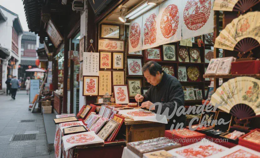 豫園バザールにある伝統的な中国工芸品の店。